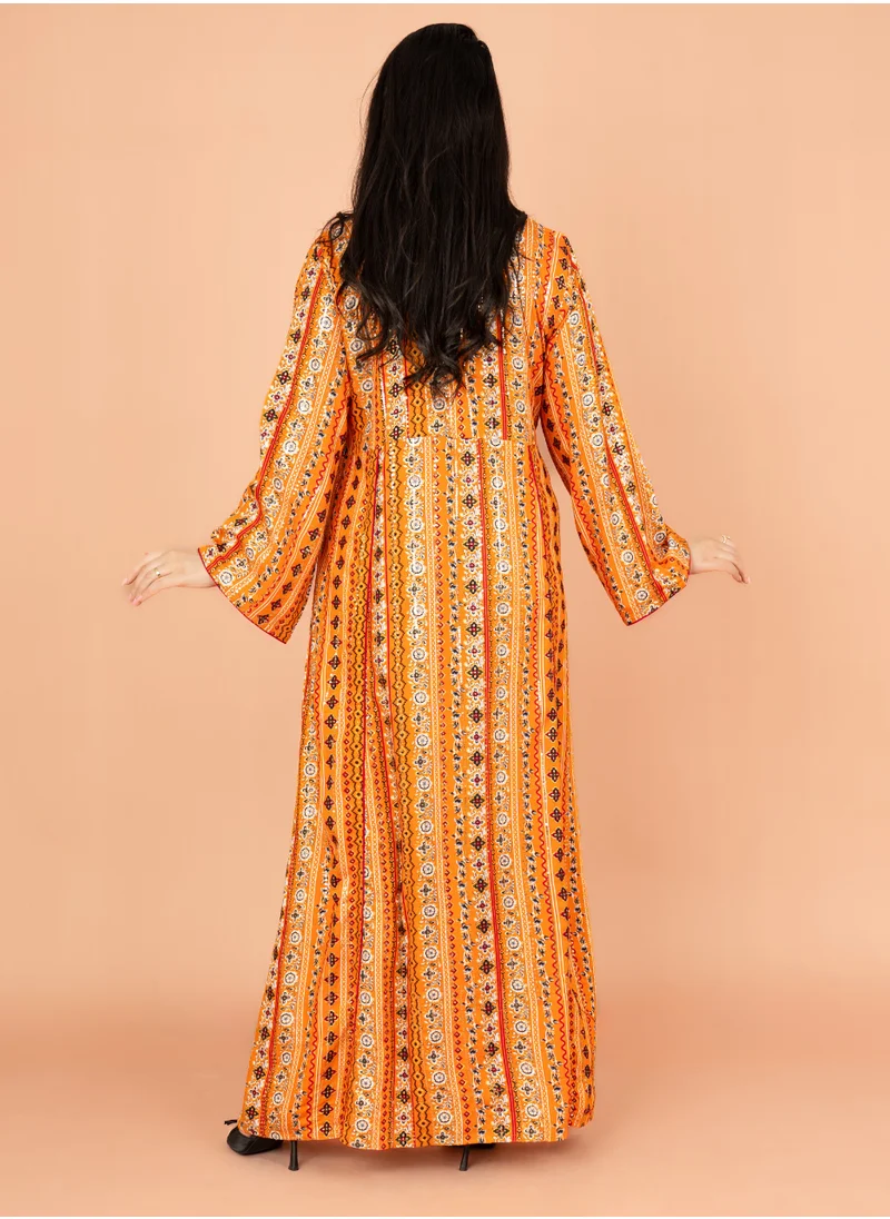 IKKXA Elegant Patterns Collared Jalabiya IN028