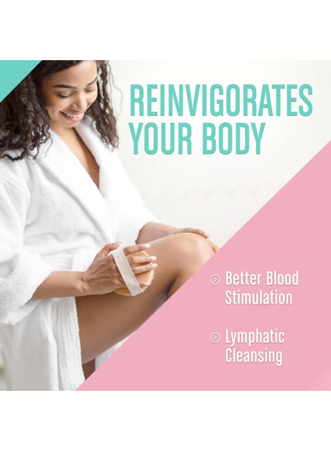 فرشاة الجسم الجافة (عبوة واحدة) - تقلل السيلوليت، فرشاة جافة للسيلوليت وتصريف اللمف، فرشاة تقشير مع نتوءات تدليك ناعمة، فرشاة استحمام لتقشير الجسم (فرشاة بشعيرات طبيعية 100%) - Image 4