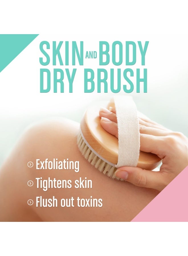 فرشاة الجسم الجافة (عبوة واحدة) - تقلل السيلوليت، فرشاة جافة للسيلوليت وتصريف اللمف، فرشاة تقشير مع نتوءات تدليك ناعمة، فرشاة استحمام لتقشير الجسم (فرشاة بشعيرات طبيعية 100%) - Image 2