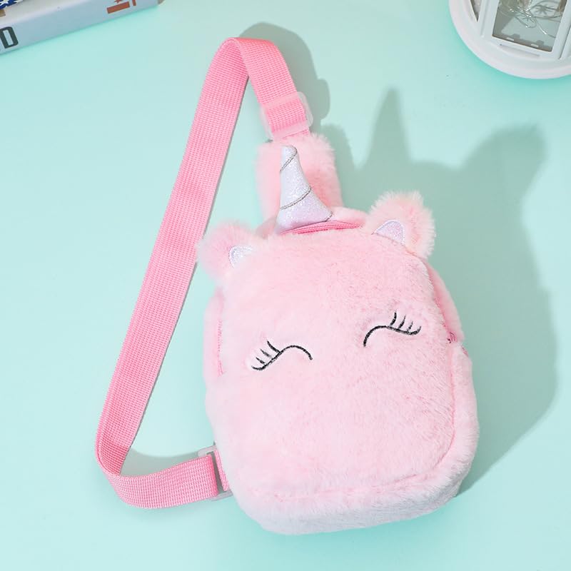 Hiflyer Kids Crossbody Bag Kids Sling Bags, Small Plush Sling Bag for Kids Travel Bag for Kids, Unicorn Sling Bag for Girls (Pink) - Image 2