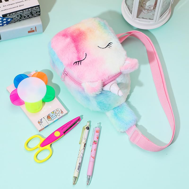 Hiflyer Kids Crossbody Bag Kids Sling Bags, Small Plush Sling Bag for Kids Travel Bag for Kids, Unicorn Sling Bag for Girls (Pink) - Image 4