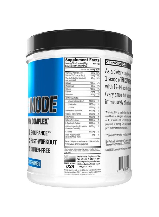 Evlution Nutrition Recover Mode- Complete Post Workout with BCAAs, Immunity Support, Vitamin C, D & E, Electrolytes, Hydration, Creatine, Glutamine, Beta-Alanine, L-Carnitine, 30 Serve, Blue Raz - Image 2