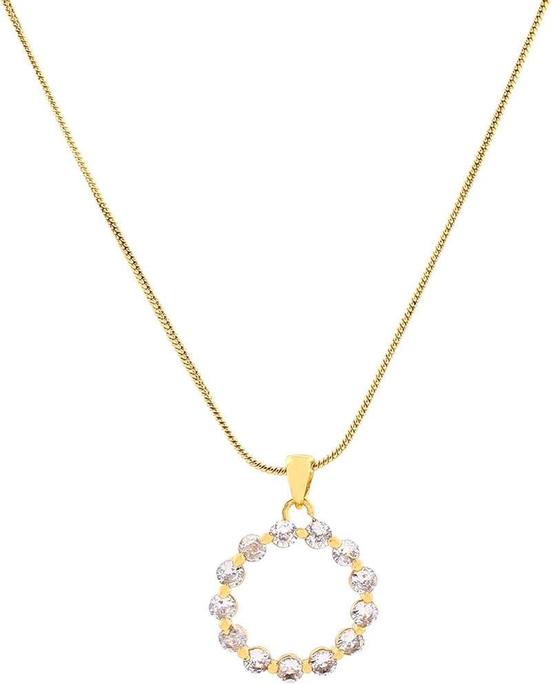 Estele 24 Kt Gold Plated Brass Trendy Rainbow Necklace with Fancy Clear Crystals for Women - Image 4