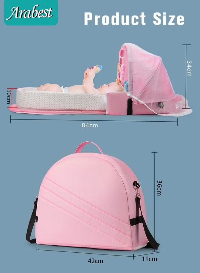 MIXDE Baby Travel Portable Mobile Crib Foldable Newborn Multi-function Folding Bed With Toys Multipurpose Mummy Diaper Bag  - Image 2