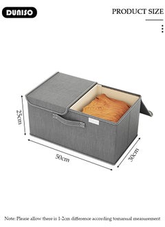 DUNISO 2pcs Foldable Closet Storage Organizer with lid,Wardrobe Clothes Organizer For Organizing Clothing, Sheets, Toys, Books,Washable Closet Storage Boxes with Carrying Handles Cube Stackable Storage Bin for Home Bedroom Office  - Image 4