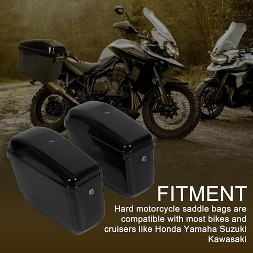 ECOTRIC 45L Motorcycle Hard Saddle Bags W/Lock Compatible with Harley Davidson Honda Shadow Kawasaki Vulcan VN Saddle Bags Trunk Storage Carrier w/Mounting Kit Plastic Black - Image 2