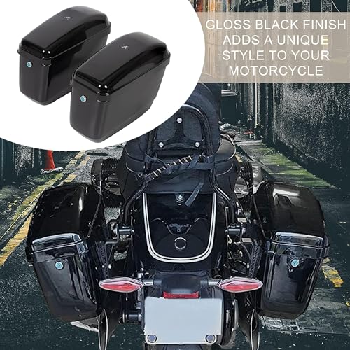 ECOTRIC 45L Motorcycle Hard Saddle Bags W/Lock Compatible with Harley Davidson Honda Shadow Kawasaki Vulcan VN Saddle Bags Trunk Storage Carrier w/Mounting Kit Plastic Black - Image 3