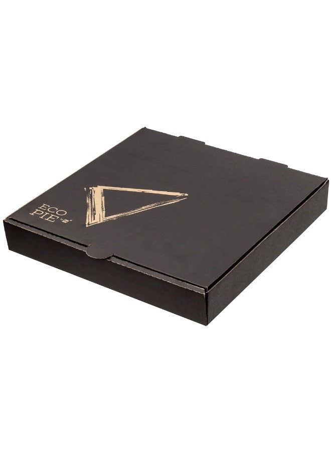 Restaurantware Eco Pie 10.6 x 10.6 x 1.7 Inch Pizza Boxes, 50 Corrugated Pizza Delivery Boxes - Repurpose As Plates, Sturdy, Kraft And Black Paper Take Out Boxes, Greaseproof, Disposable  - Image 1