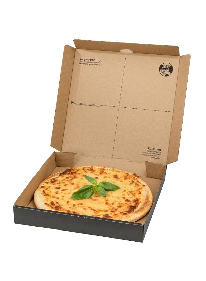 Restaurantware Eco Pie 10.6 x 10.6 x 1.7 Inch Pizza Boxes, 50 Corrugated Pizza Delivery Boxes - Repurpose As Plates, Sturdy, Kraft And Black Paper Take Out Boxes, Greaseproof, Disposable  - Image 2
