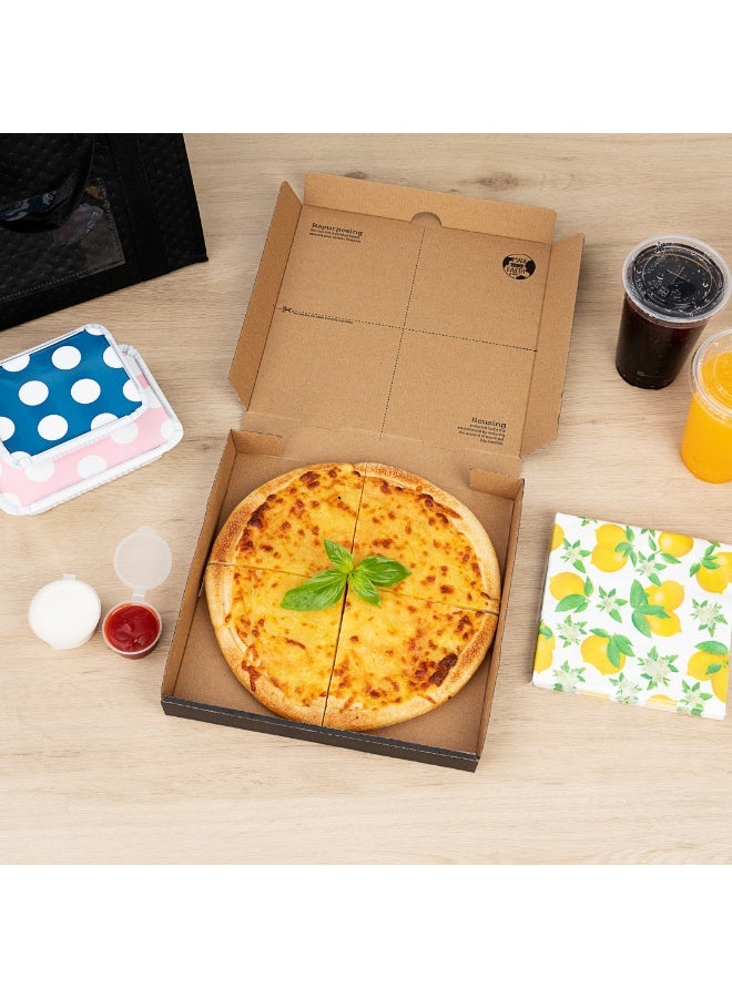 Restaurantware Eco Pie 10.6 x 10.6 x 1.7 Inch Pizza Boxes, 50 Corrugated Pizza Delivery Boxes - Repurpose As Plates, Sturdy, Kraft And Black Paper Take Out Boxes, Greaseproof, Disposable  - Image 4