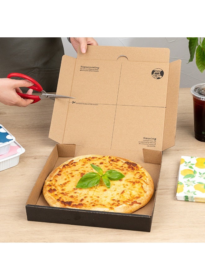 Restaurantware Eco Pie 10.6 x 10.6 x 1.7 Inch Pizza Boxes, 50 Corrugated Pizza Delivery Boxes - Repurpose As Plates, Sturdy, Kraft And Black Paper Take Out Boxes, Greaseproof, Disposable  - Image 5