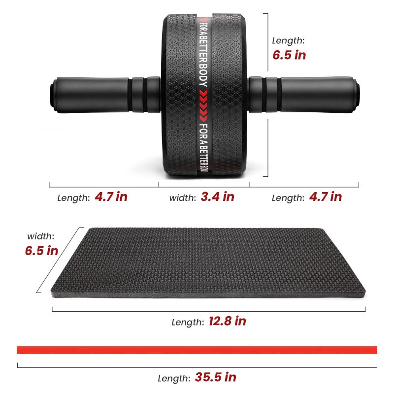 NESOHC-LLEW Upgraded Ab Roller Wheel. Abdominal Training Roller for Men/Women, Abdominal Wheels Widened to 3.4 ", Rubber Tread of The Abdominal Wheel Upgraded, Max Weight 490 lbs - Image 2