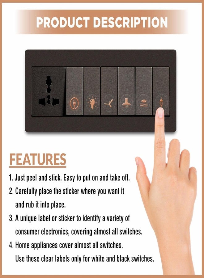 Desi Startup Switch Board Stickers for Home |52 Icons,Pack of 330 Pcs| Desi Startup Gold Switch Sticker for Switch Board| Rose Gold Switch Icon for Fan,Light| Decorative Switch Stickers for Switch Board - Image 4