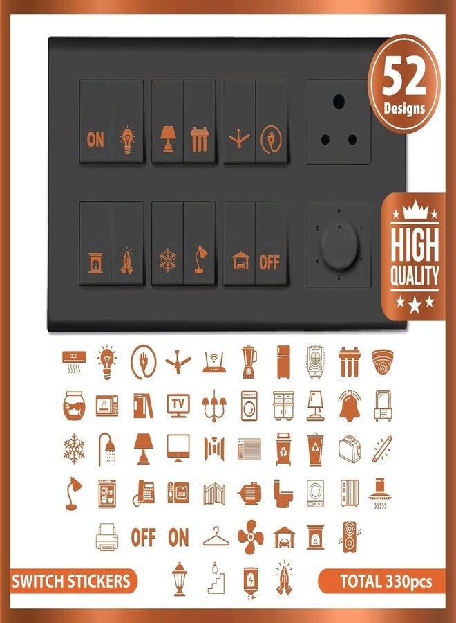 Desi Startup Switch Board Stickers for Home |52 Icons,Pack of 330 Pcs| Desi Startup Gold Switch Sticker for Switch Board| Rose Gold Switch Icon for Fan,Light| Decorative Switch Stickers for Switch Board - Image 2
