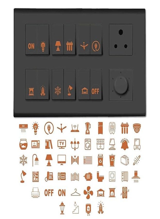 Desi Startup Switch Board Stickers for Home |52 Icons,Pack of 330 Pcs| Desi Startup Gold Switch Sticker for Switch Board| Rose Gold Switch Icon for Fan,Light| Decorative Switch Stickers for Switch Board - Image 1