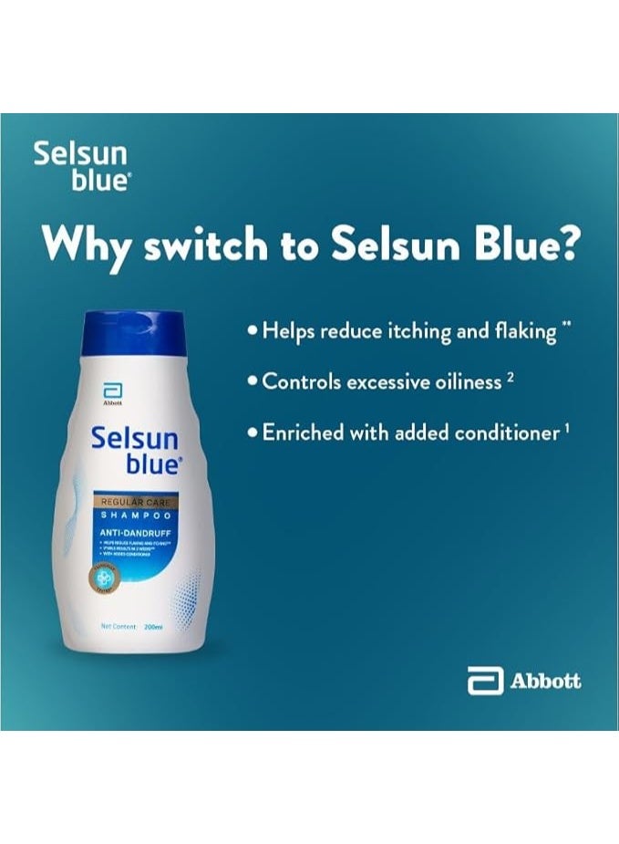 Selsun Blue Regular Care Shampoo for Men and Women with Added Conditioner, Helps Reduce Flaking and Itching, Control Dandruff, 200 ml - Image 5