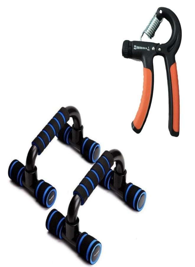 Vuvail Push Up Bar Stand And Adjustable Hand Gripper Combo Pack Set| Grip Strengthener| Chest Arms Back Equipment| Home Gym Fitness Tools for Men | Upper Body Workout Core Wrist Forearm Exercise Kit | Non-Slip Design - Image 1