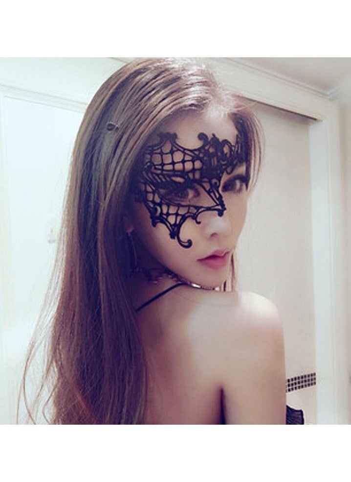 Generic - 6 Pieces Women Lace Eye Mask, Masquerade Masks Mysterious Face Venetian Eyemask for Carnival Party Costume Ball, Black - Image 1