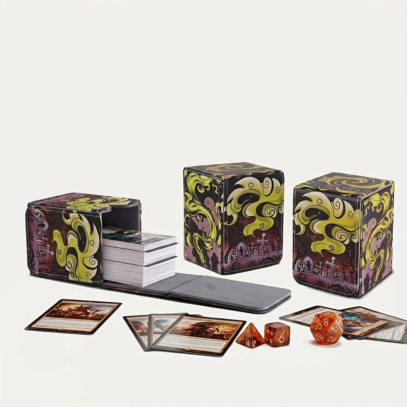 Green Ghost Trading Card Storage Box With Magnetic Sleeve And 2 Dividers Large Capacity Card Holder Divider - Image 5