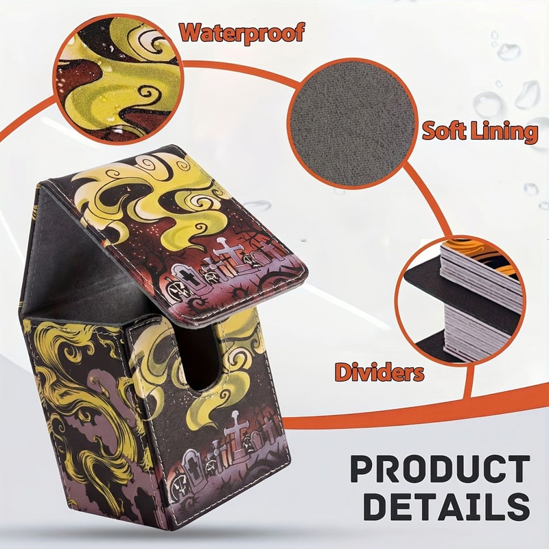 Green Ghost Trading Card Storage Box With Magnetic Sleeve And 2 Dividers Large Capacity Card Holder Divider - Image 3