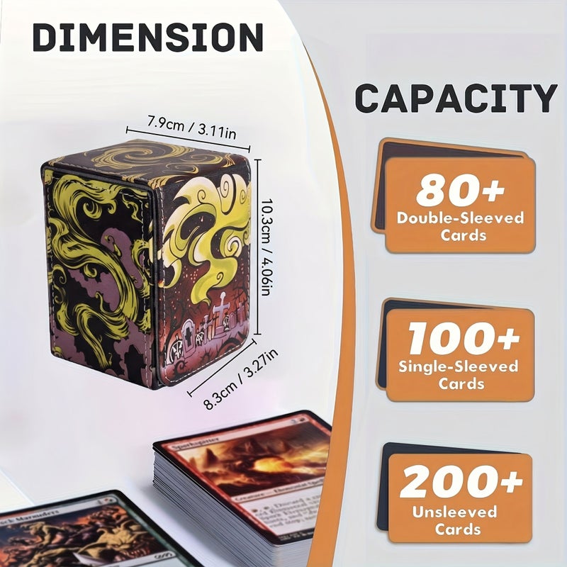 Green Ghost Trading Card Storage Box With Magnetic Sleeve And 2 Dividers Large Capacity Card Holder Divider - Image 2