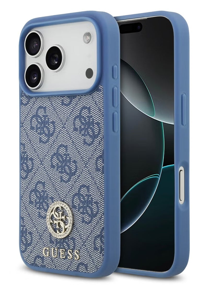 GUESS 17 Pro Max MagSafe Case – Premium 4G PU Leather with Classic & Strass Logo, Ultra Slim, Lightweight, and Easy to Install (Blue). - Image 3