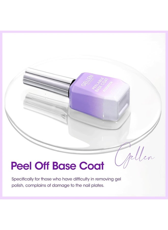 GELLEN Peel Off Base Coat, 18ml Peelable Gel Base Coat for Gel Nail Polish, UV LED Lamp Needed Clear Nail Polish without Soaking for Take off Nail Practice Beginners - Image 4