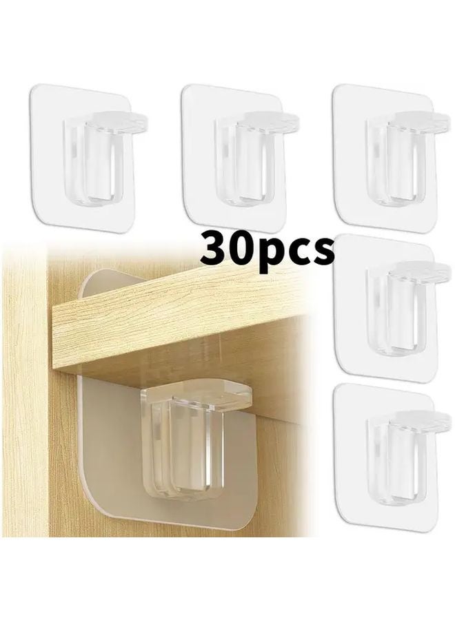 30pcs Adhesive Shelf Brackets No Drill Damage Free Load Bearing Support For Shelves Kitchen Cabinets Bookcases - Image 1