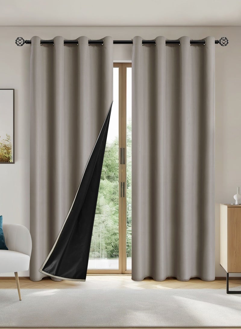 DUNISO 2 Panels Blackout Curtains for Bedroom, Thermal Insulated Room Darkening Curtains, Grommet Light Blocking Blackout Drapes for Living Room (Camel,132*241cm) - Image 2