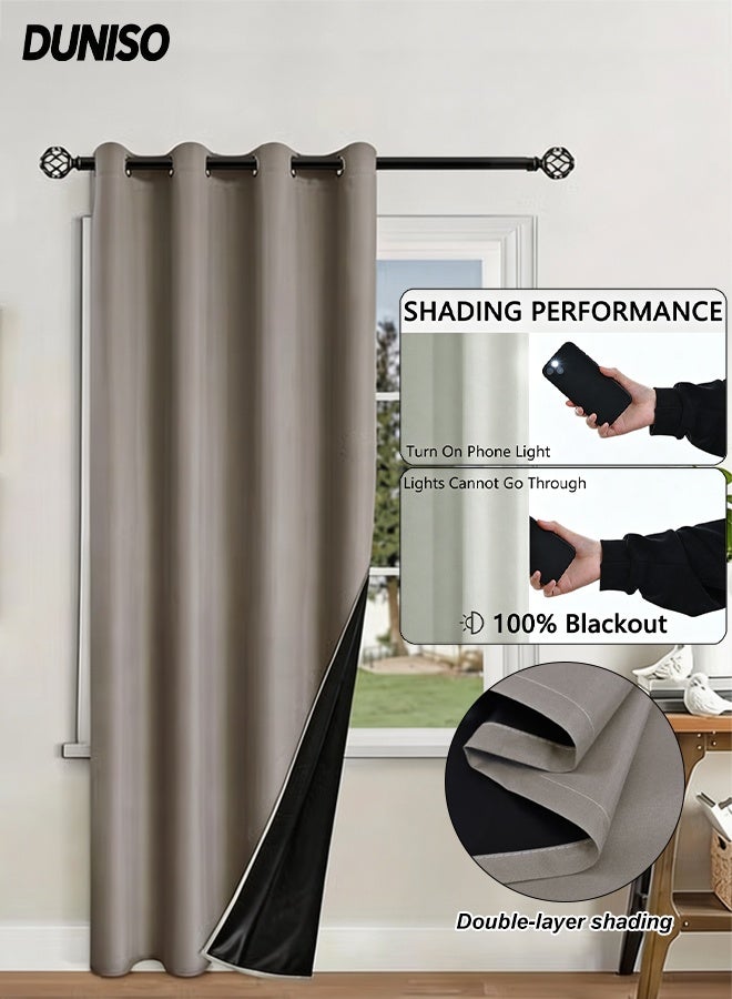 DUNISO 2 Panels Blackout Curtains for Bedroom, Thermal Insulated Room Darkening Curtains, Grommet Light Blocking Blackout Drapes for Living Room (Camel,132*241cm) - Image 1