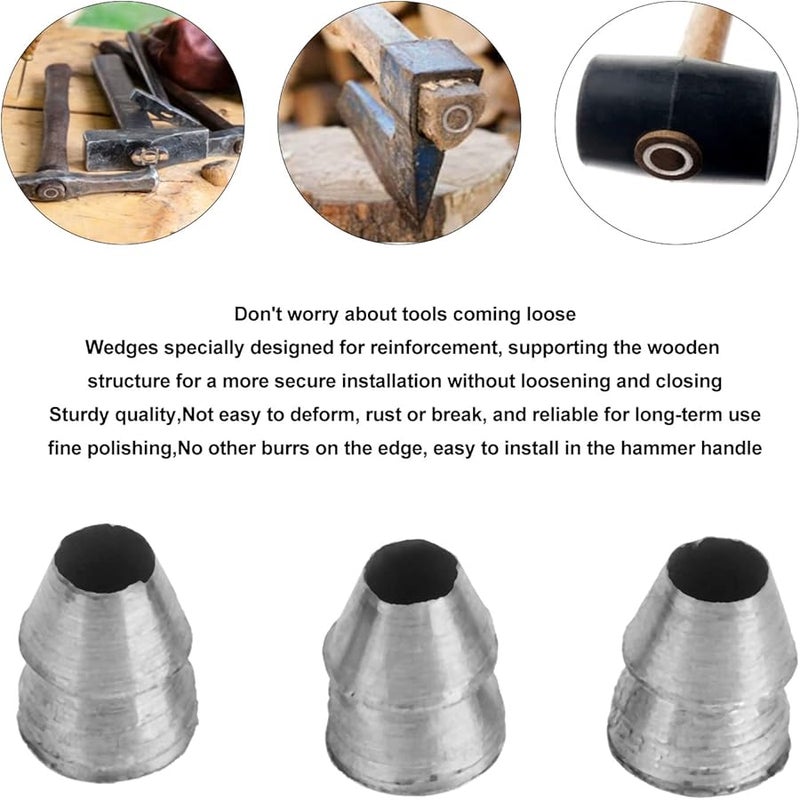 مجموعة إسفين تقسيم مقبض المطرقة الفولاذية 20 قطعة إسفين دائري قطر 10 مم - Image 3