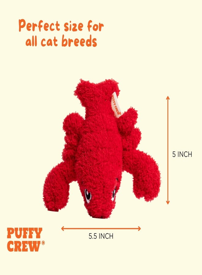 Puffy Crew Interactive Catnip Cat Plush Toy, Ocean Theme, 5'', for All Breed Size Cats (Lobster) - Image 3