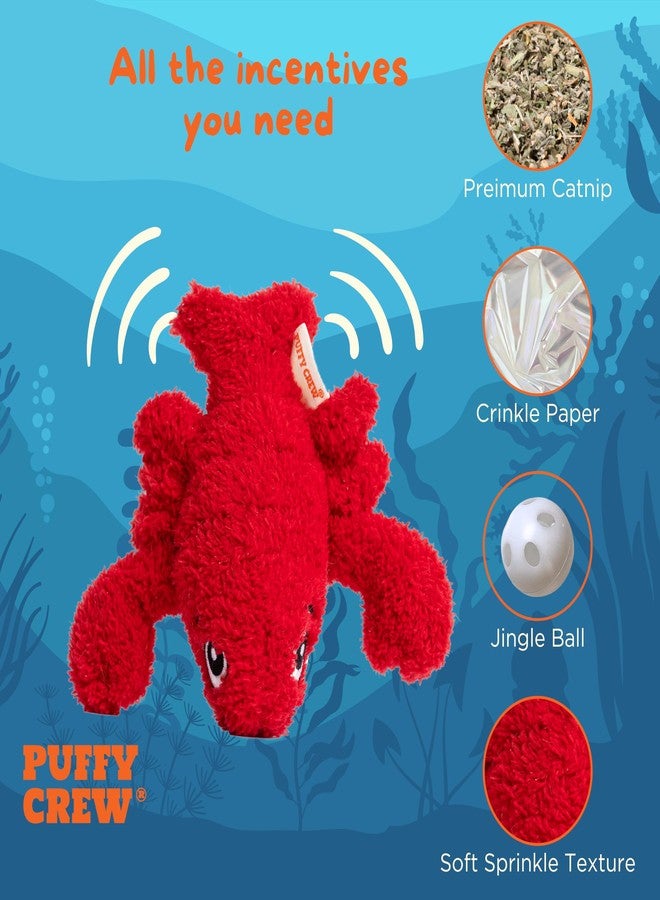 Puffy Crew Interactive Catnip Cat Plush Toy, Ocean Theme, 5'', for All Breed Size Cats (Lobster) - Image 2