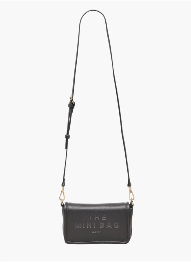 MISSY Women Logo Embossed Crossbody Bag with Detachable Strap and Flap Closure