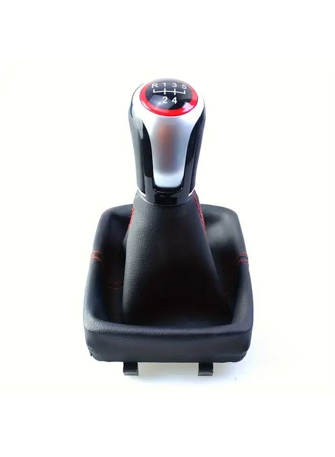 Red 5 Speed Manual Shift Knob For Volkswagen 9N 9N2 2002 2009 PU Leather Gear Handle Cover - Image 4