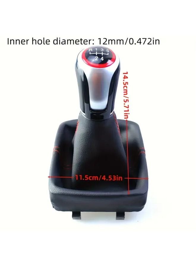 Red 5 Speed Manual Shift Knob For Volkswagen 9N 9N2 2002 2009 PU Leather Gear Handle Cover - Image 2