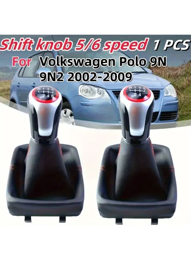 Red 5 Speed Manual Shift Knob For Volkswagen 9N 9N2 2002 2009 PU Leather Gear Handle Cover - Image 1