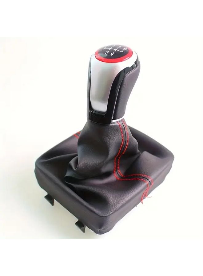 Red 5 Speed Manual Shift Knob For Volkswagen 9N 9N2 2002 2009 PU Leather Gear Handle Cover - Image 3