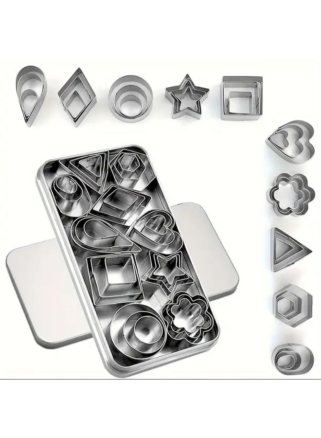 30 Piece Mini Stainless Steel Cookie Cutter Set Assorted Shapes Baking Cutters - Image 5
