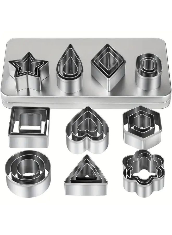 30 Piece Mini Stainless Steel Cookie Cutter Set Assorted Shapes Baking Cutters - Image 2