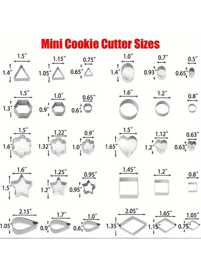 30 Piece Mini Stainless Steel Cookie Cutter Set Assorted Shapes Baking Cutters - Image 3