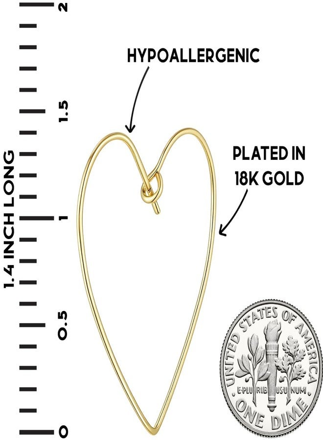 هامبل شيك نيويورك أقراط حلقية أنيقة على شكل قلب للنساء - خفيفة الوزن ومضادة للحساسية، مطلية بالذهب عيار 18 قيراطًا - 1.4 بوصة - Image 4