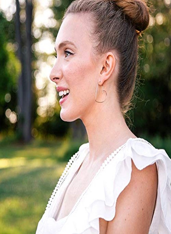 هامبل شيك نيويورك أقراط حلقية أنيقة على شكل قلب للنساء - خفيفة الوزن ومضادة للحساسية، مطلية بالذهب عيار 18 قيراطًا - 1.4 بوصة - Image 5