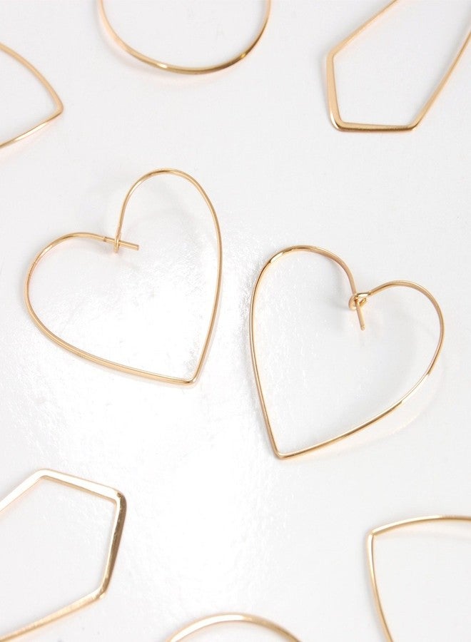 هامبل شيك نيويورك أقراط حلقية أنيقة على شكل قلب للنساء - خفيفة الوزن ومضادة للحساسية، مطلية بالذهب عيار 18 قيراطًا - 1.4 بوصة - Image 3