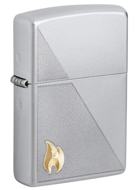 Ae181399 205 Zippo Flame Satin Chrome Windproof Lighter