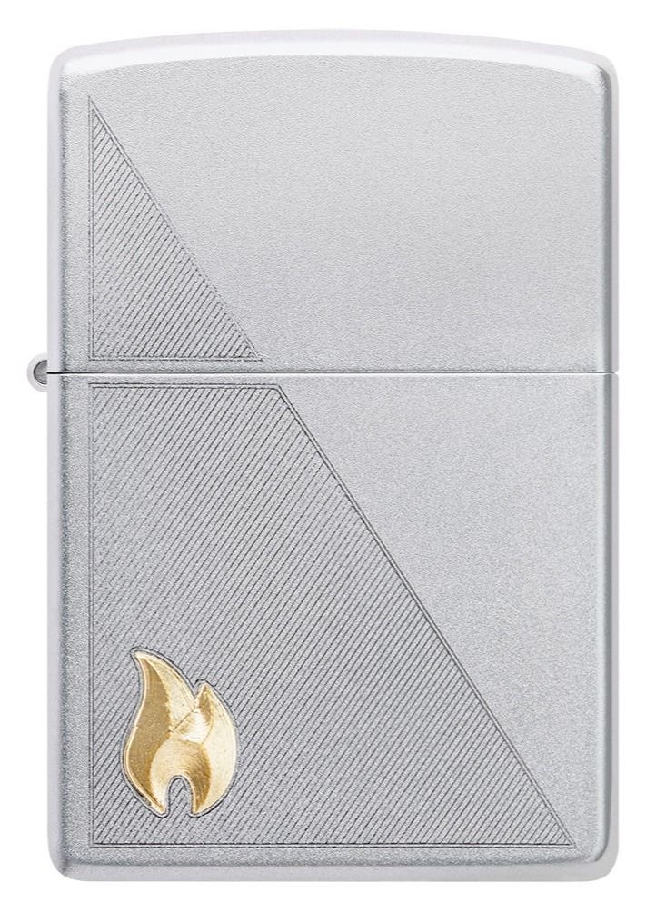 Ae181399 205 Zippo Flame Satin Chrome Windproof Lighter