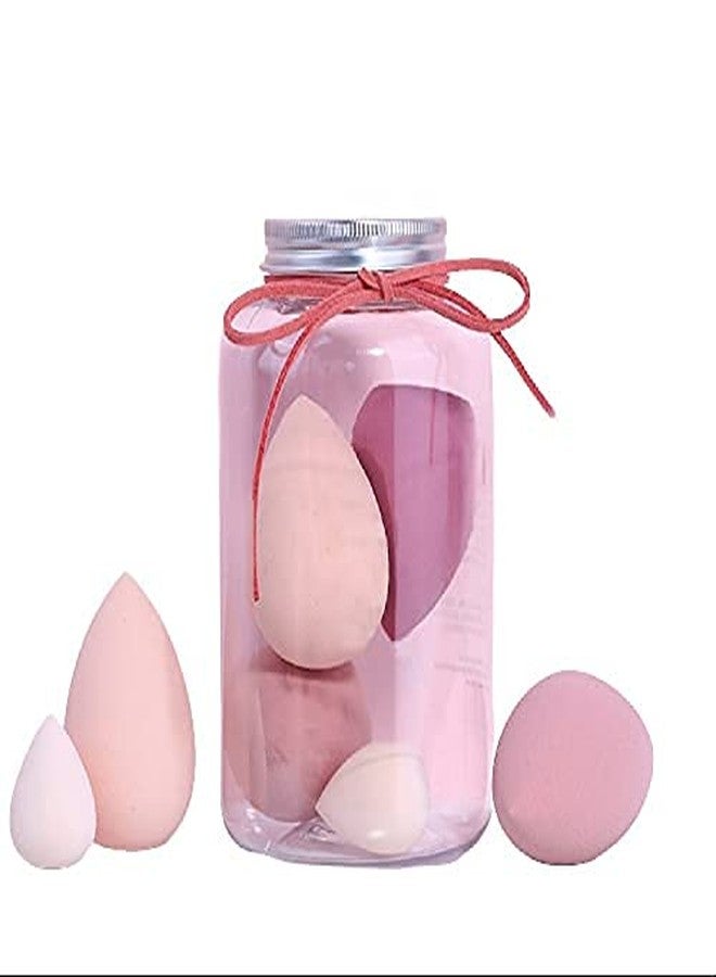 VBA 5PCS Latex-Free Makeup Sponge Set with Jar Beauty Skincare Makeup Applicator Foundation Concealer Highlighter Blush Contour Liquid Cream Powder Wet Dry Blending/SPONGE - Image 1
