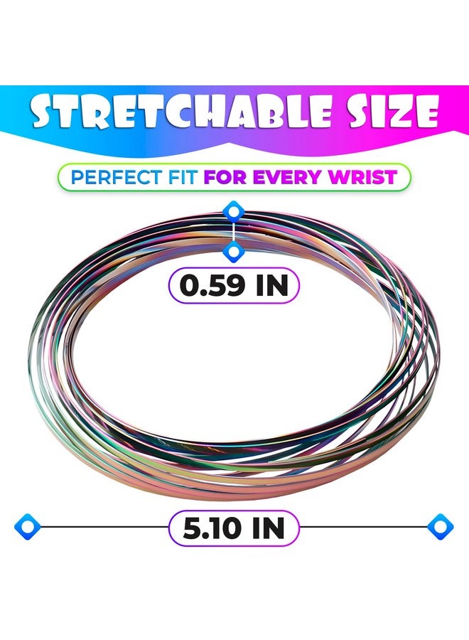 DIMROM 2Pcs Flow Ring Spinner Ring Arm Toy Stainless Steel Geometric Magic 3D Bracelet Spring Fidget Ring for Stress Relief Rainbow Metal Circles Toys Kinetic Ring Spiral Toy Kinetic Toys for Kids and Adults - Image 2