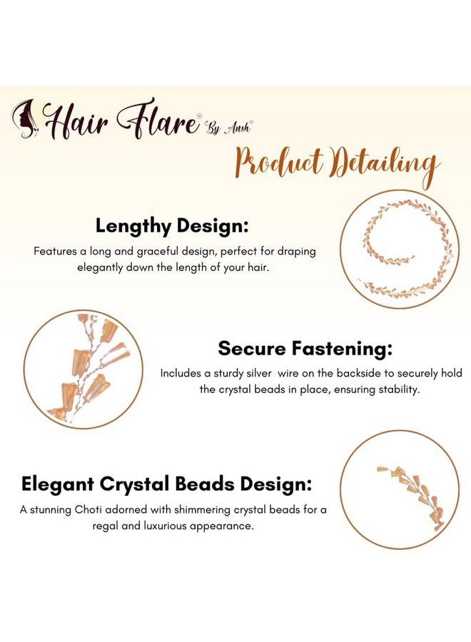 توهج الشعر تألقي بأناقة مع خصلات الشعر: اكتشفي خصلات الشعر المصنوعة من حبات الكريستال، وهي إكسسوار مذهل مصمم خصيصًا لإضفاء لمسة من الأناقة والجاذبية دون عناء، وهو مثالي لأي تسريحة شعر_2729_Golden - Image 3