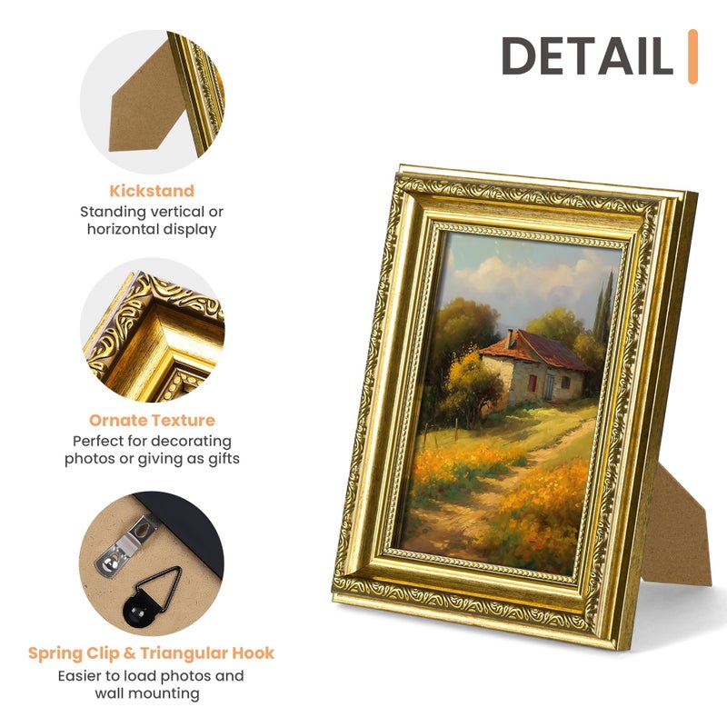أبس سيمبلز upsimples 5x7 إطار الصورة مع الزجاج الحقيقي 2 حزمة إطارات صور عتيقة للجدار أو عرض الطاولة الذهب 5 × 7 إطار صور للجدار د؟ - Image 5